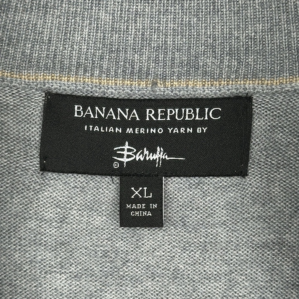 Banana Republic 100% Italian Merino‎ Wool by Baruffa Quarter Zip Sweater Size XL - Picture 10 of 13